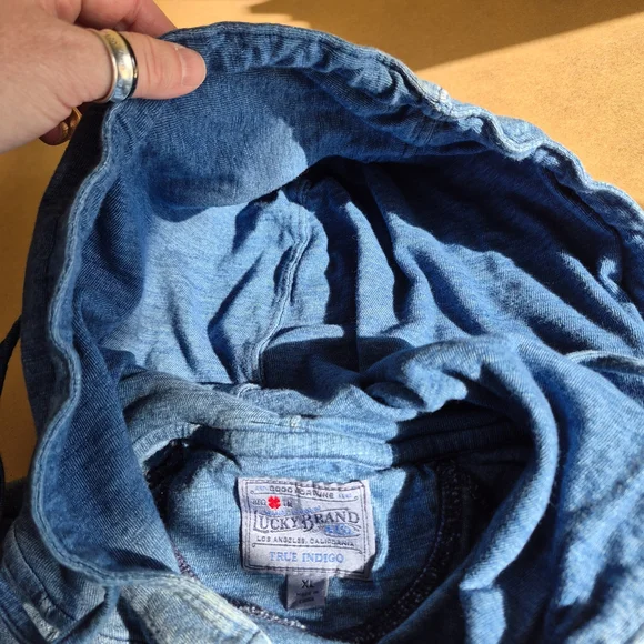 Lucky Brand Bright Blue Lightweight Hoodie 2561/252 - Picture 10 of 11